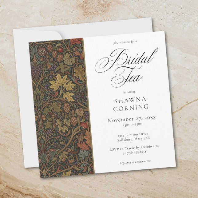 Elegant Vintage Stuga Botanisk Höst Bröllopsdusch  Inbjudningar (Elegant Vintage Cottage Botanical Fall Shower Tea Invitation)