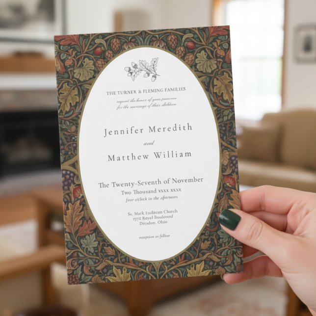 Elegant Vintage Stuga Botanisk Höstbröllop Inbjudningar (Skapare uppladdad)