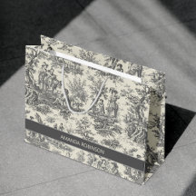 Elegant Vintage Svart Vitt Toile De Jouy Mönster