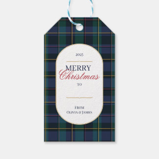 Elegant vintage Tartan Plaid Christmas gift tag Presentetikett