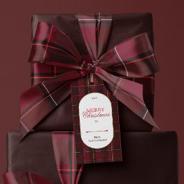 Elegant vintage Tartan Plaid Christmas gift tag Presentetikett