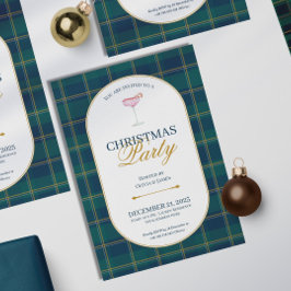 Elegant vintage Tartan Plaid Christmas Invitation Inbjudningar