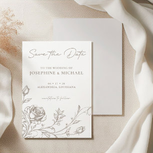 Elegant Vintage Taupe Sepia Ros Spara Datum Datumet