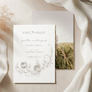 Elegant Vintage Taupe Sepia Ros Spara Datum Datumet