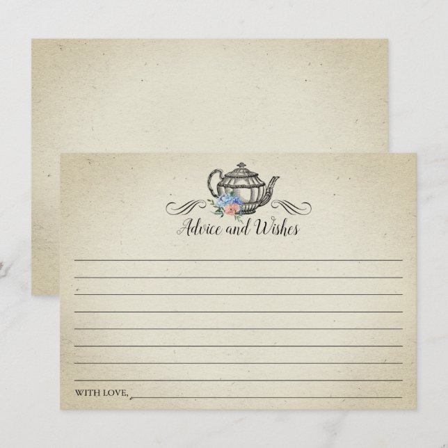 Elegant Vintage Tea Party Rådkort (Fram/baksida)