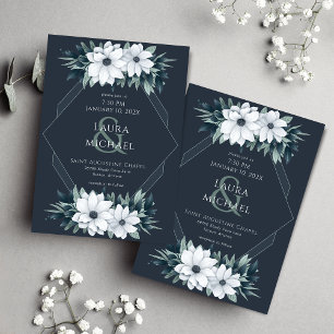 Elegant Vintage Teal Mint Flowers Inbjudningar