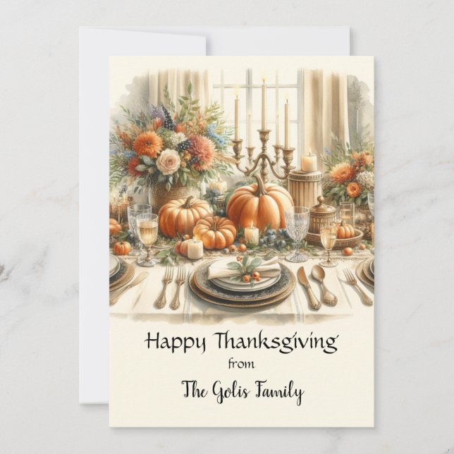 Elegant Vintage Thanksgiving Holiday Platt Kort (Framsida)