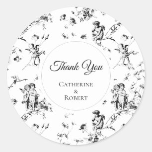 Elegant Vintage Toile Cupid Änglar Tack Runt Klistermärke
