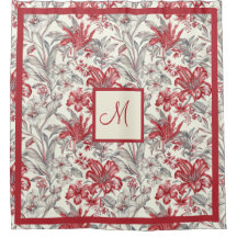 Elegant Vintage Toile de Jouy Grått och Deep Red