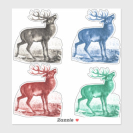 Elegant Vintage Toile Hjort Set om Fyra Klistermärken