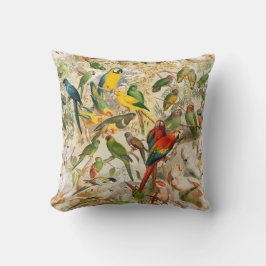 Elegant Vintage Tropical Birds Parrots Kudde