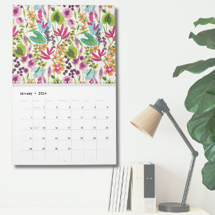 Elegant Vintage Tropical Blommigt Wall Kalender
