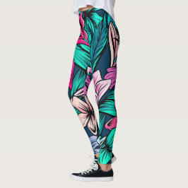 Elegant Vintage Tropical Flowers and Lövs Art | Leggings