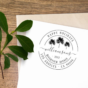 Elegant Vintage Tropical Jul Returadress Självfärgande Stämpel
