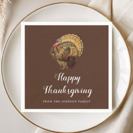 Elegant Vintage Turk Happy Thanksgiving Pappersservett