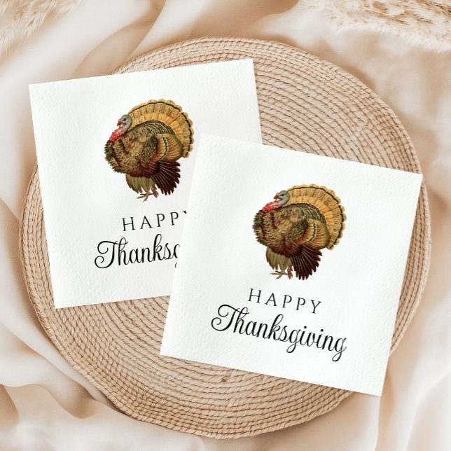 Elegant Vintage Turkiet Happy thanksgiving Pappersservett (Elegant Vintage Turkey Happy Thanksgiving Napkins)