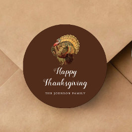 Elegant Vintage Turkiet Happy thanksgiving Runt Klistermärke