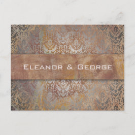Elegant Vintage Tuscan Damask Wedding OSA Inbjudan Vykort