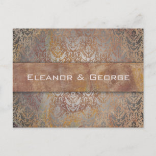 Elegant Vintage Tuscan Damask Wedding OSA Inbjudan Vykort