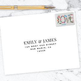 Elegant Vintage Typography  Wedding Return Address Självfärgande Stämpel