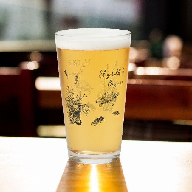 Elegant Vintage under Vatten Sjöliv Beach Wedding Glaskopp (Skapare uppladdad)