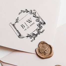 Elegant Vintage Utandning Monogram Bröllop Wood Stämpel