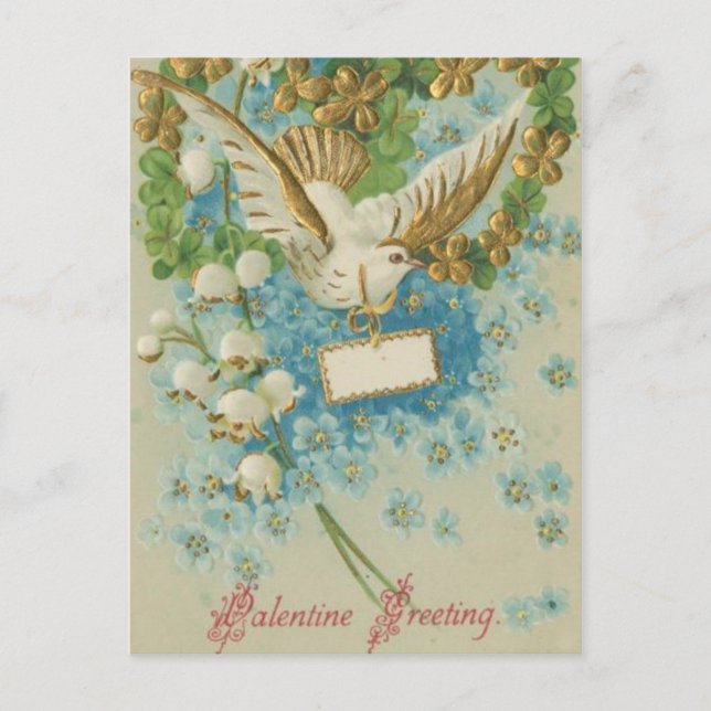 Elegant vintage Valentinfågel Helg Vykort (Framsida)