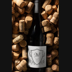 Elegant Vintage Vapensköld Bröllop Vin och och