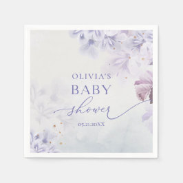 Elegant vintage vår lila blomsterdusch för barn i pappersservett