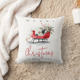Elegant Vintage Vattenfärg Julsläde Anpassad Kudde
