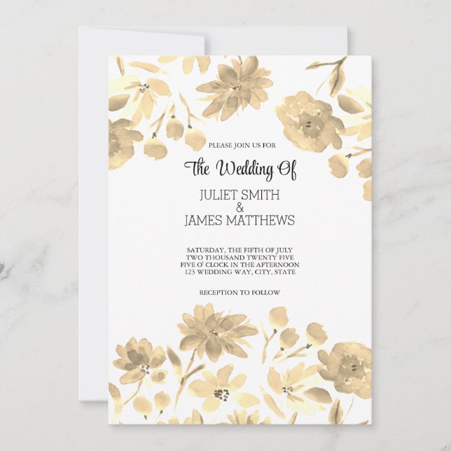 Elegant Vintage Vattenfärgens Blommigt Design Inbjudningar (Framsida)