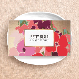 Elegant Vintage Vattenfärgsbild Blommigt Art Visitkort