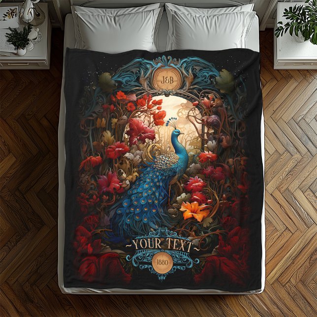 Elegant Vintage Victorian Peacock Fleecefilt (Skapare uppladdad)