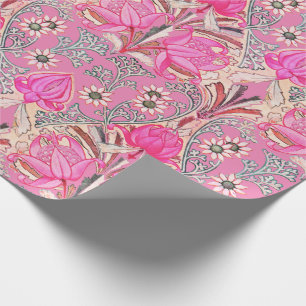 Elegant Vintage Victorian Rosa Flowers Mönster Wra Presentpapper