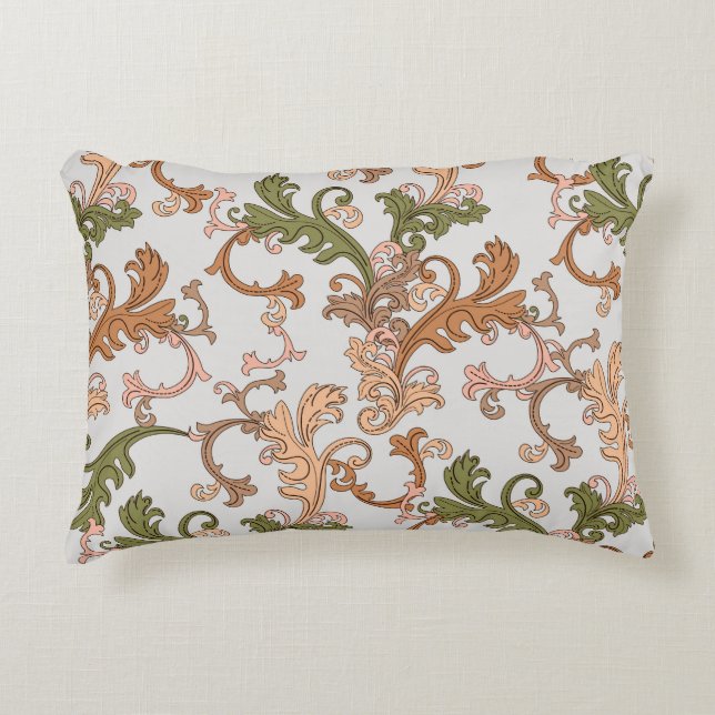 Elegant Vintage Victorisk Boho Blad Bakgrund | Prydnadskudde (Framsidan)
