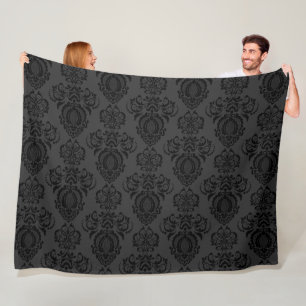 Elegant, Vintage, viktoriansk Damask Fleecefilt