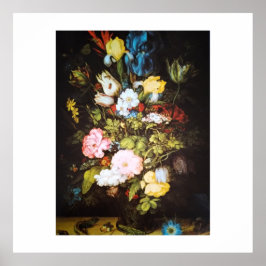 Elegant Vintage Vildbloms Konstverk Poster