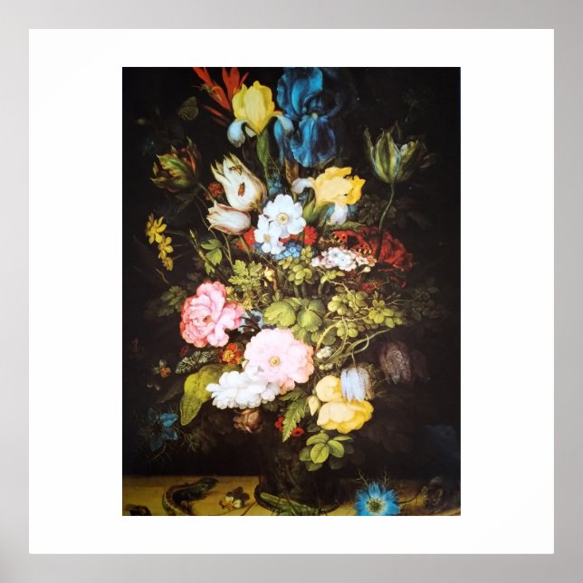 Elegant Vintage Vildbloms Konstverk Poster (Framsidan)