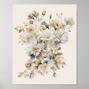 Elegant Vintage Vildbloms Konstverk Poster