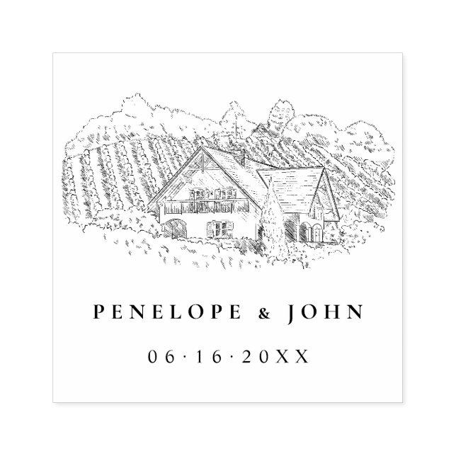 Elegant Vintage Vinårs Bröllop på vingård Stämpel (Tryck)