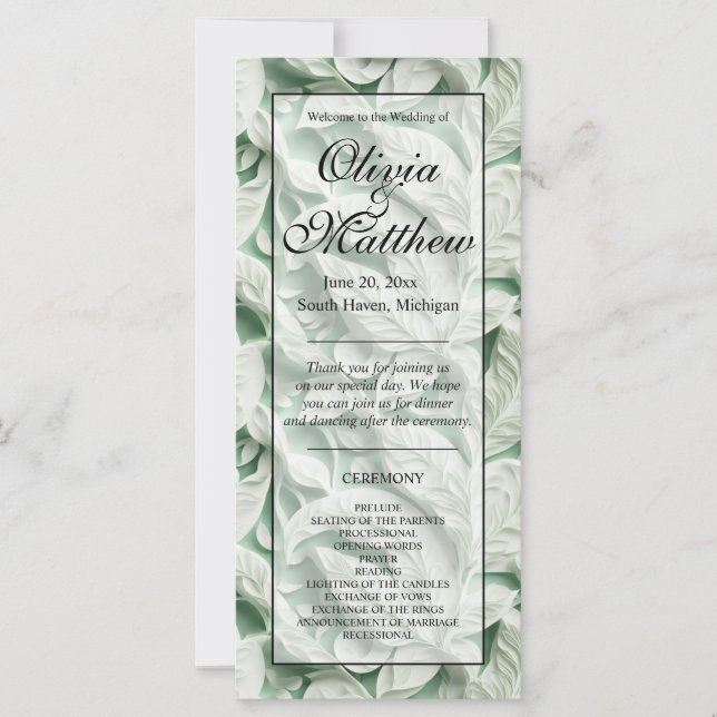 Elegant vintage, vit grönt löv-kalligrafi (Framsida)