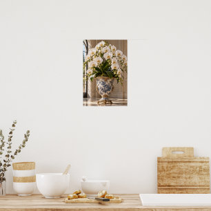 Elegant Vintage Vit Orchidé Blommig Väggkonst – Bo