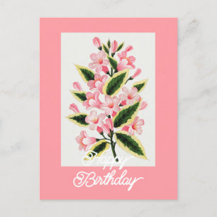 Elegant Vintage Weigela-växt Glad Födelsedag Vykort
