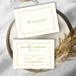 Elegant Vintage Whimsical Beige och Guld Bröllop OSA Kort