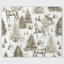 Elegant Vintage White Horses i Snö Skogen Toile