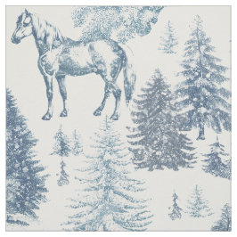 Elegant Vintage White Horses i Snö Skogen Toile Tyg