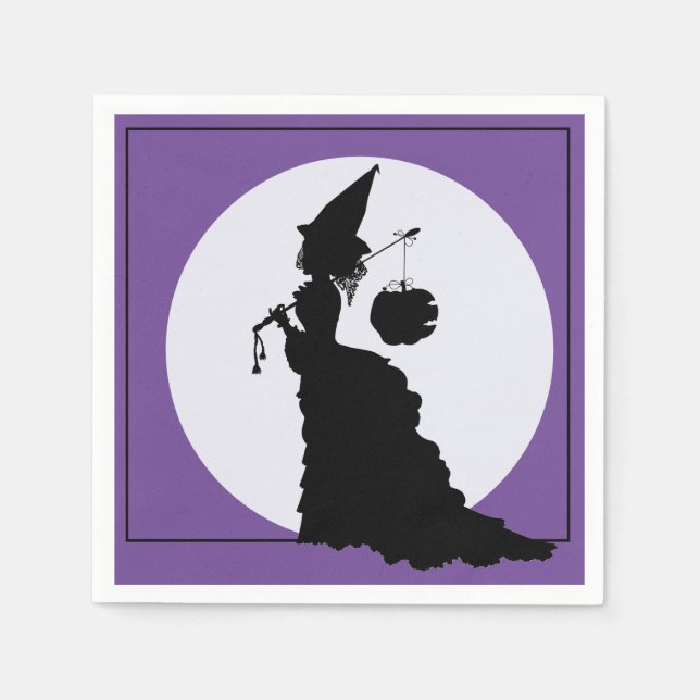 Elegant Vintage Witch Silhouette Halloween Pappersservett (Framsidan)
