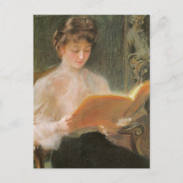 Elegant Vintage Woman Reading Teodor Axentowicz Vykort