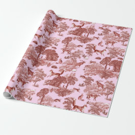 Elegant Vintage Woodland Fox Hare Red Rosa Presentpapper