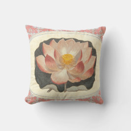 Elegant Vintage Yoga Lotus Blommar Peach Damask Kudde
